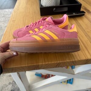 adidas Pink & Yellow Platform Gazelle Sneakers